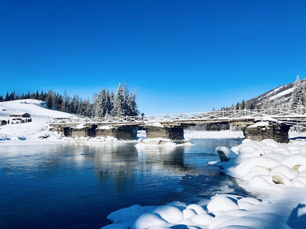 bridge covered with snows