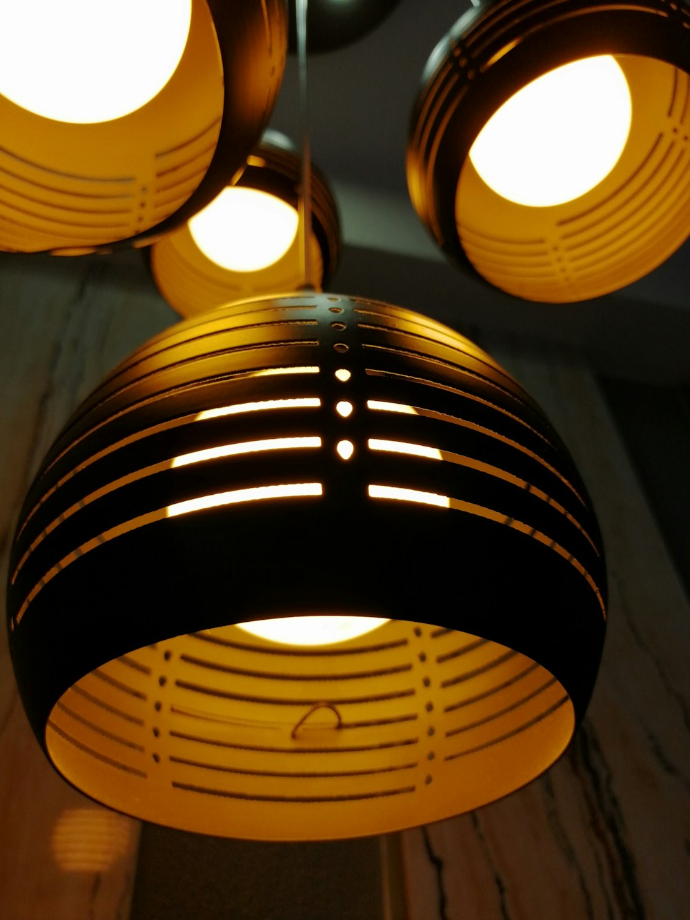 black and brown pendant lamps