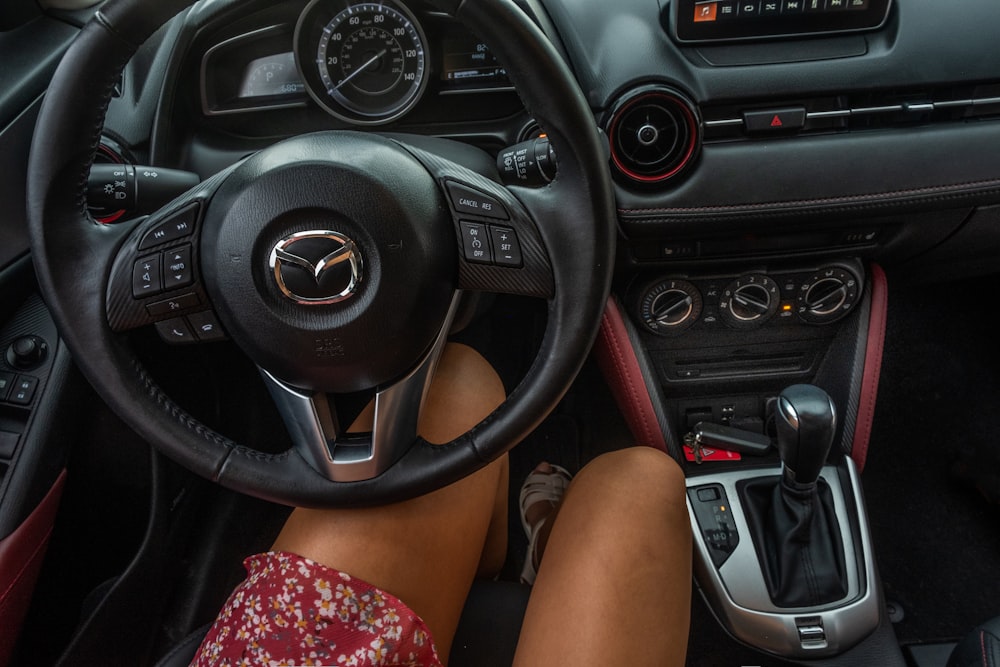 black Mazda steering wheel