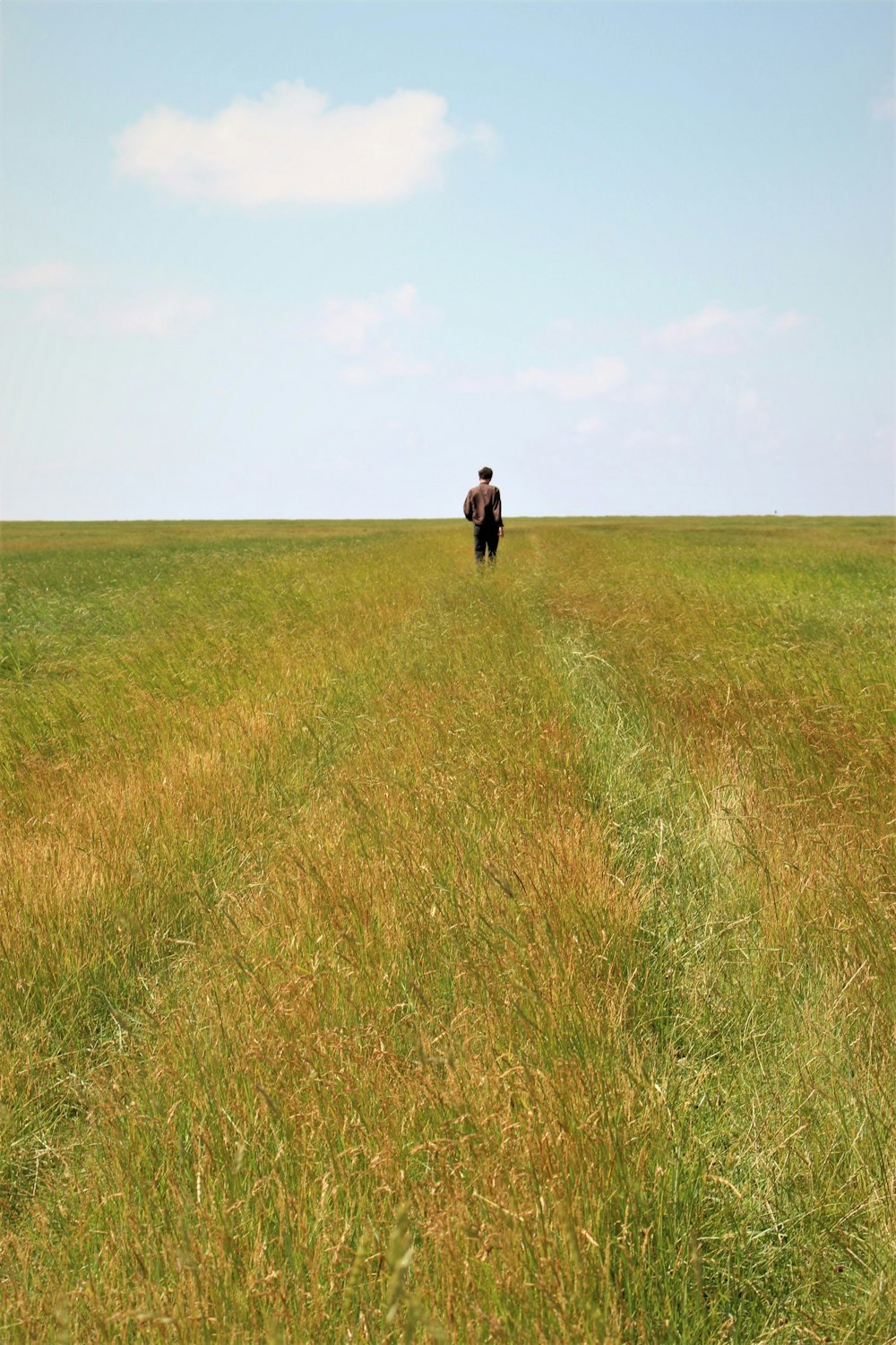 person standing on grass field during daytime