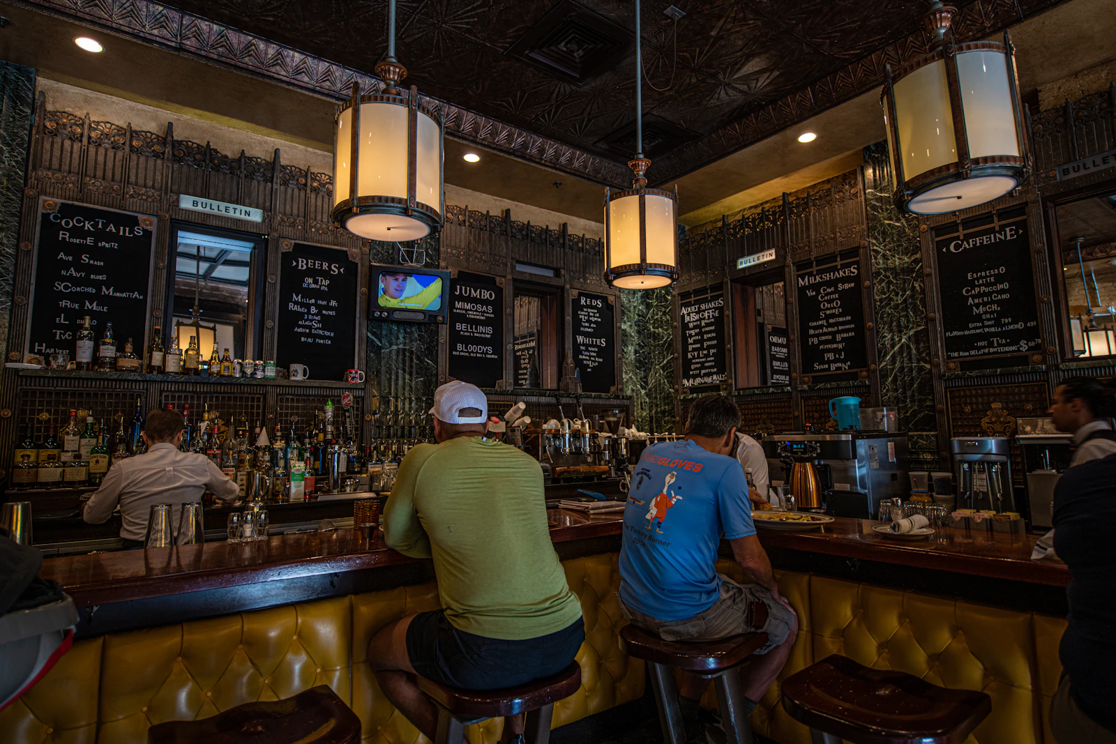 Warmly lit Washington, DC bar interior