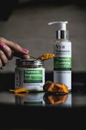 turmeric scrub jar and face wash pump bottle