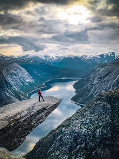Norway, man atop the Trolltunga