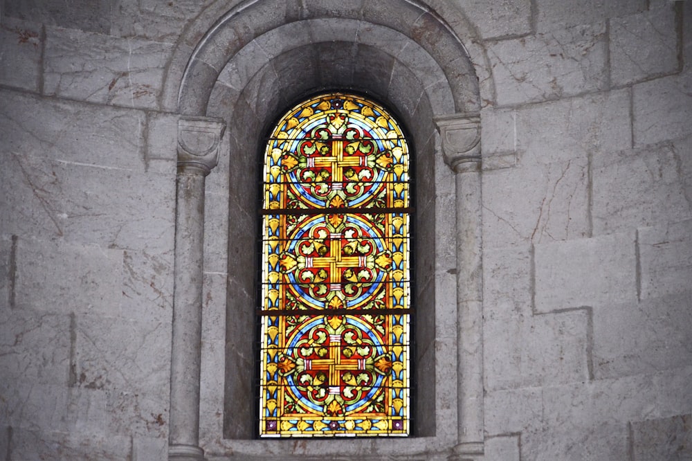 yellow and green glass window