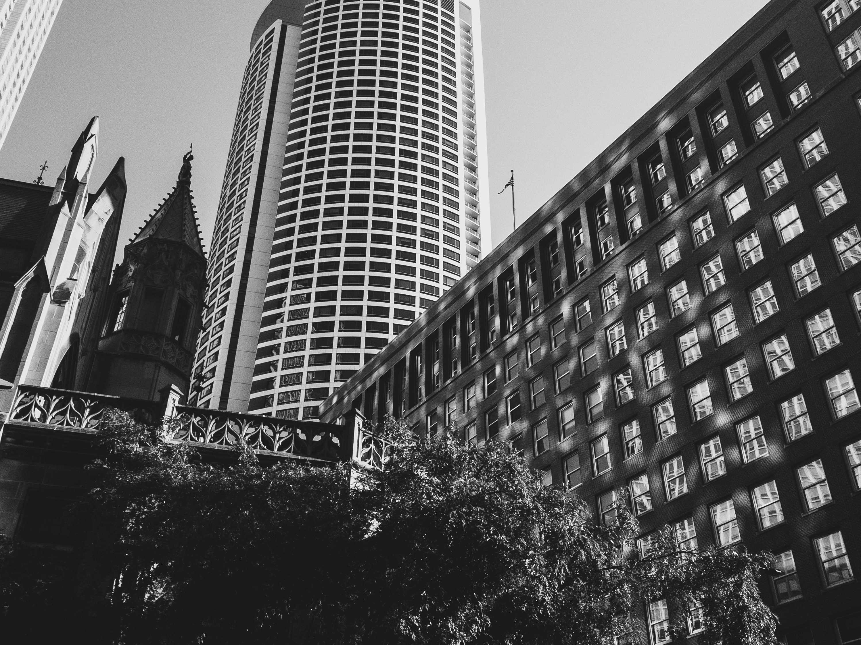 grayscale photography of building during daytime