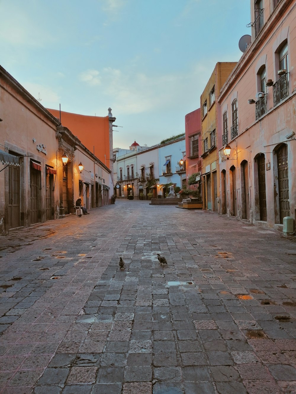 pathway between buildings at daytime