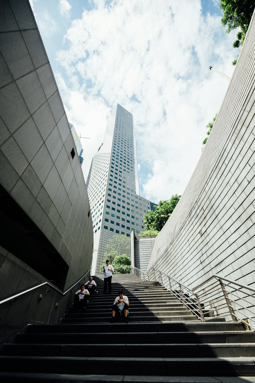 person sitting on staircase