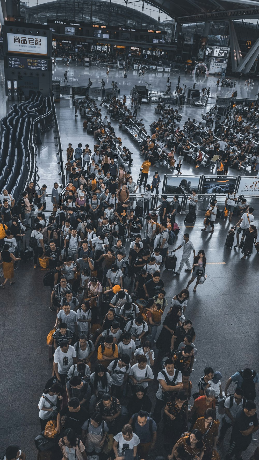 aerial view of people on concert hall