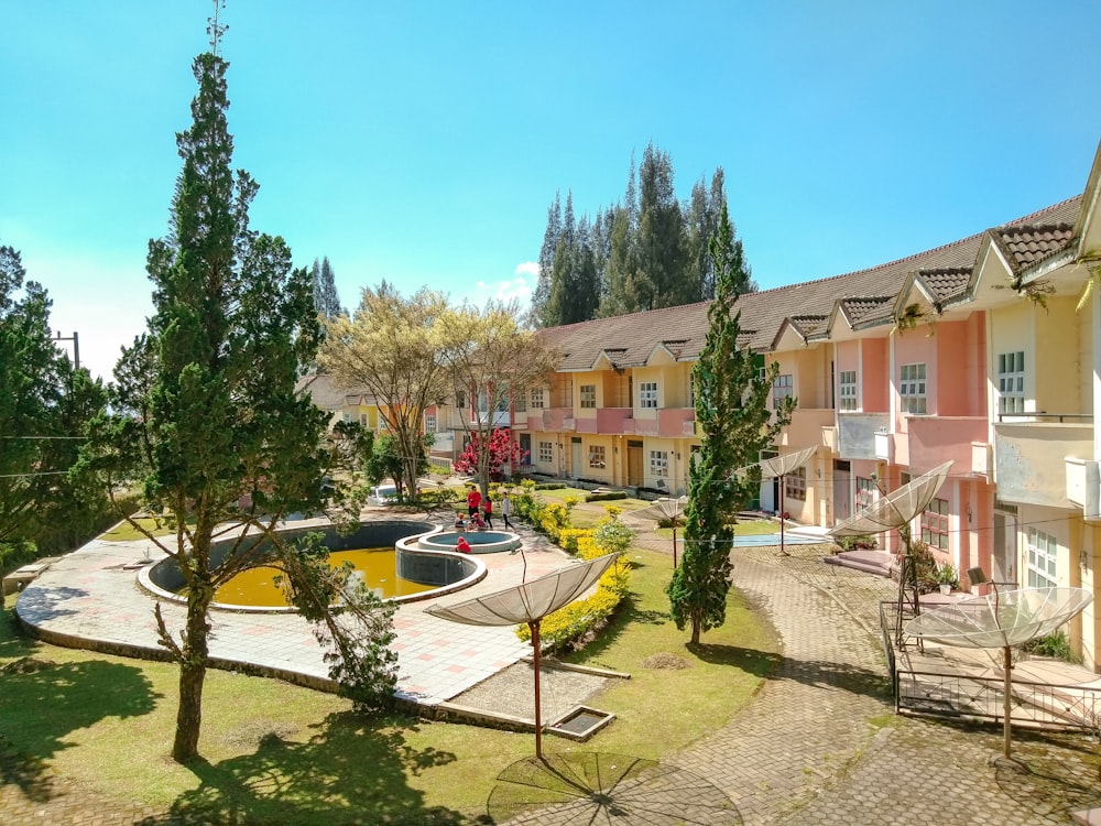 buildings near trees during day