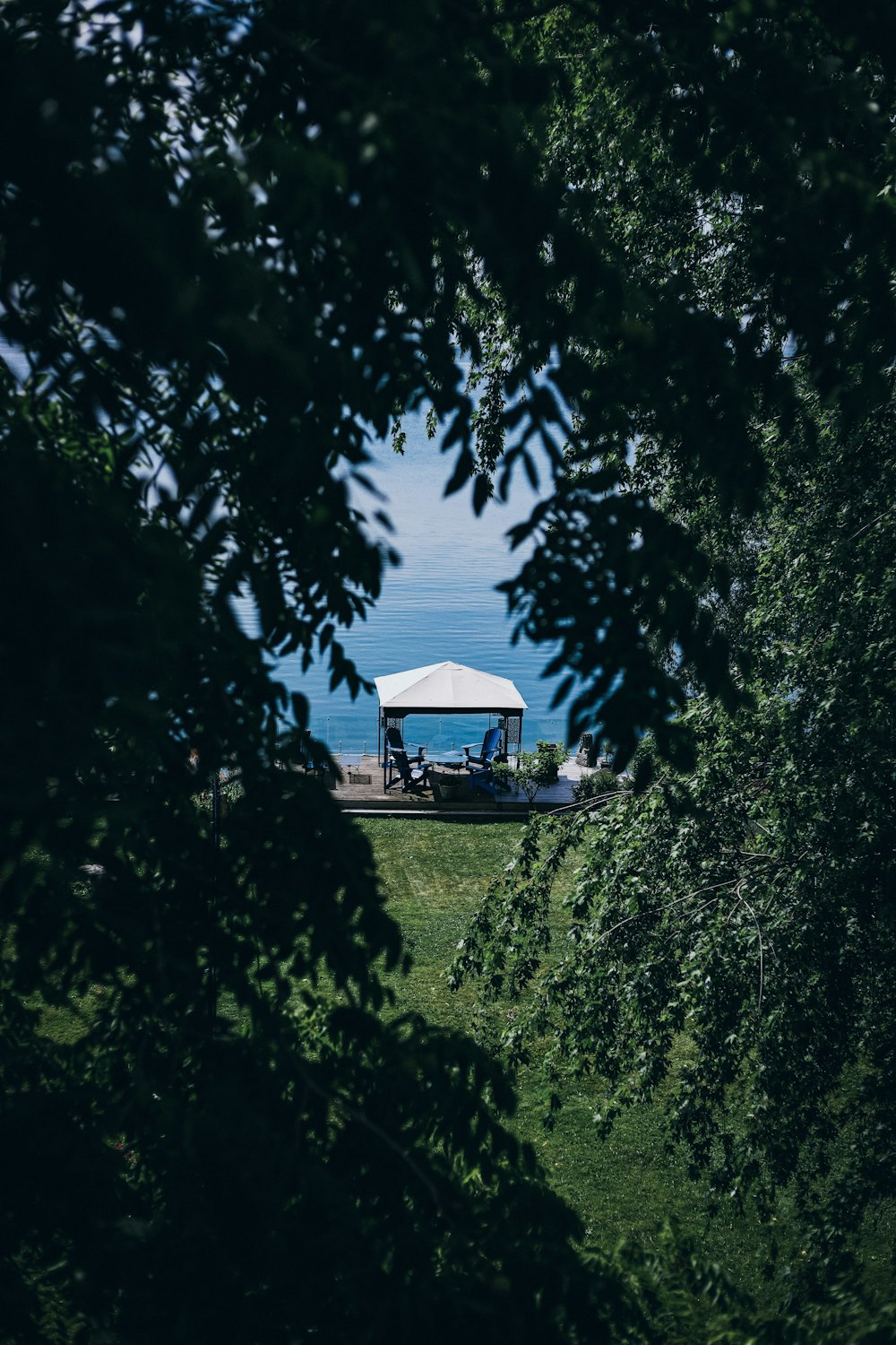 gazebo on shore during day