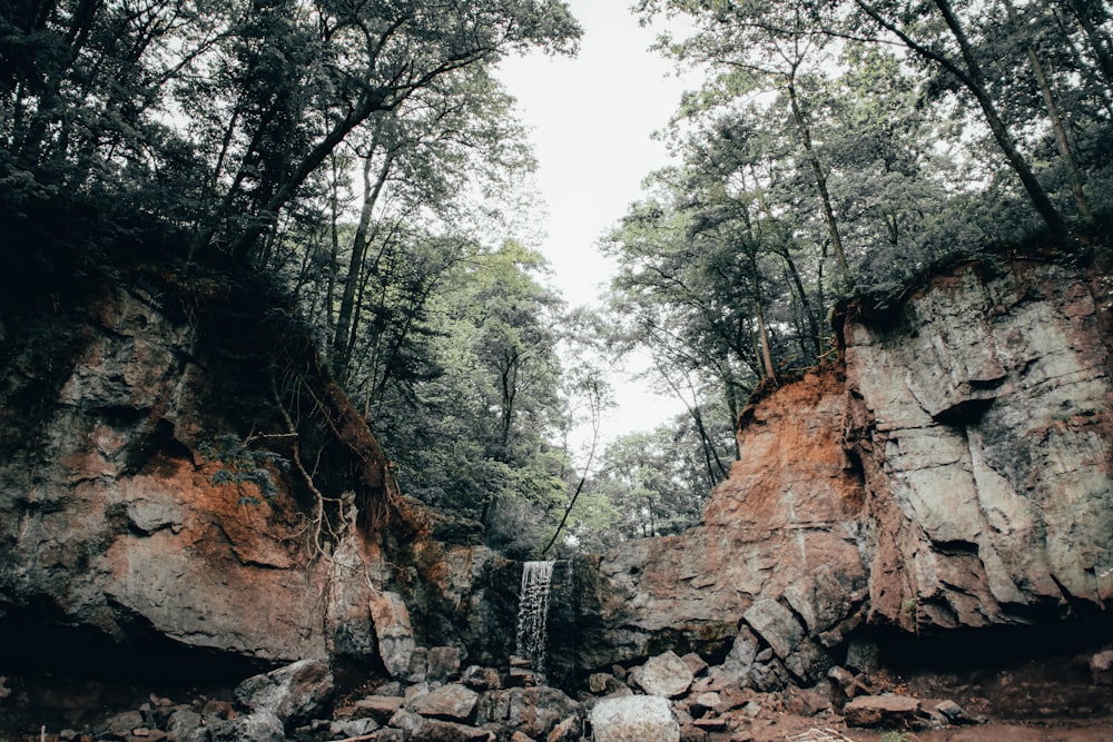 low angle photo of rock formation