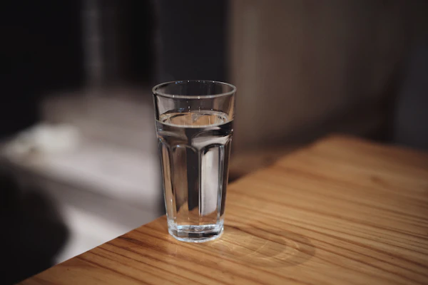 Glass of clean filtered water
