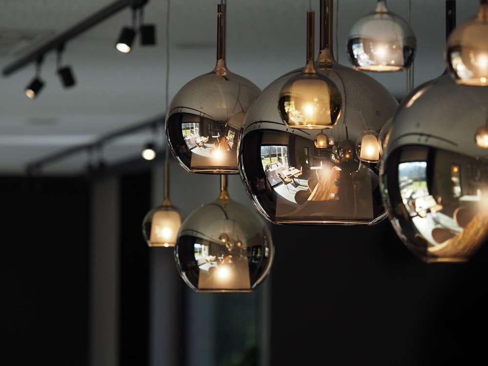 closeup photo of pendant lamps