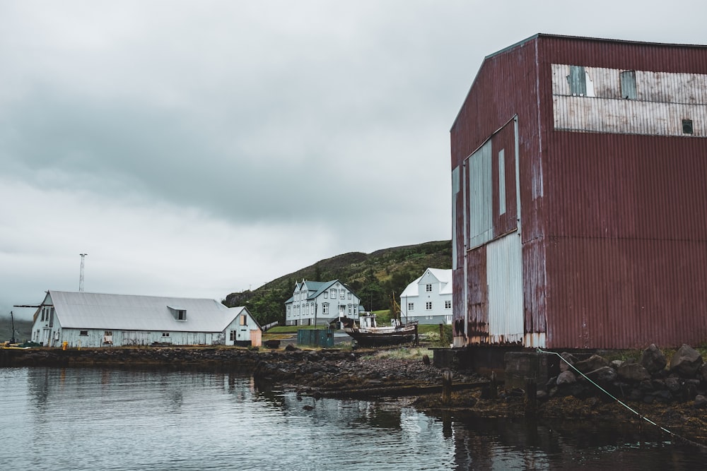 red and white storage warehouse