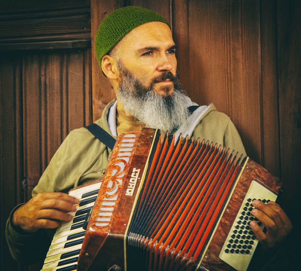 man playing accordion