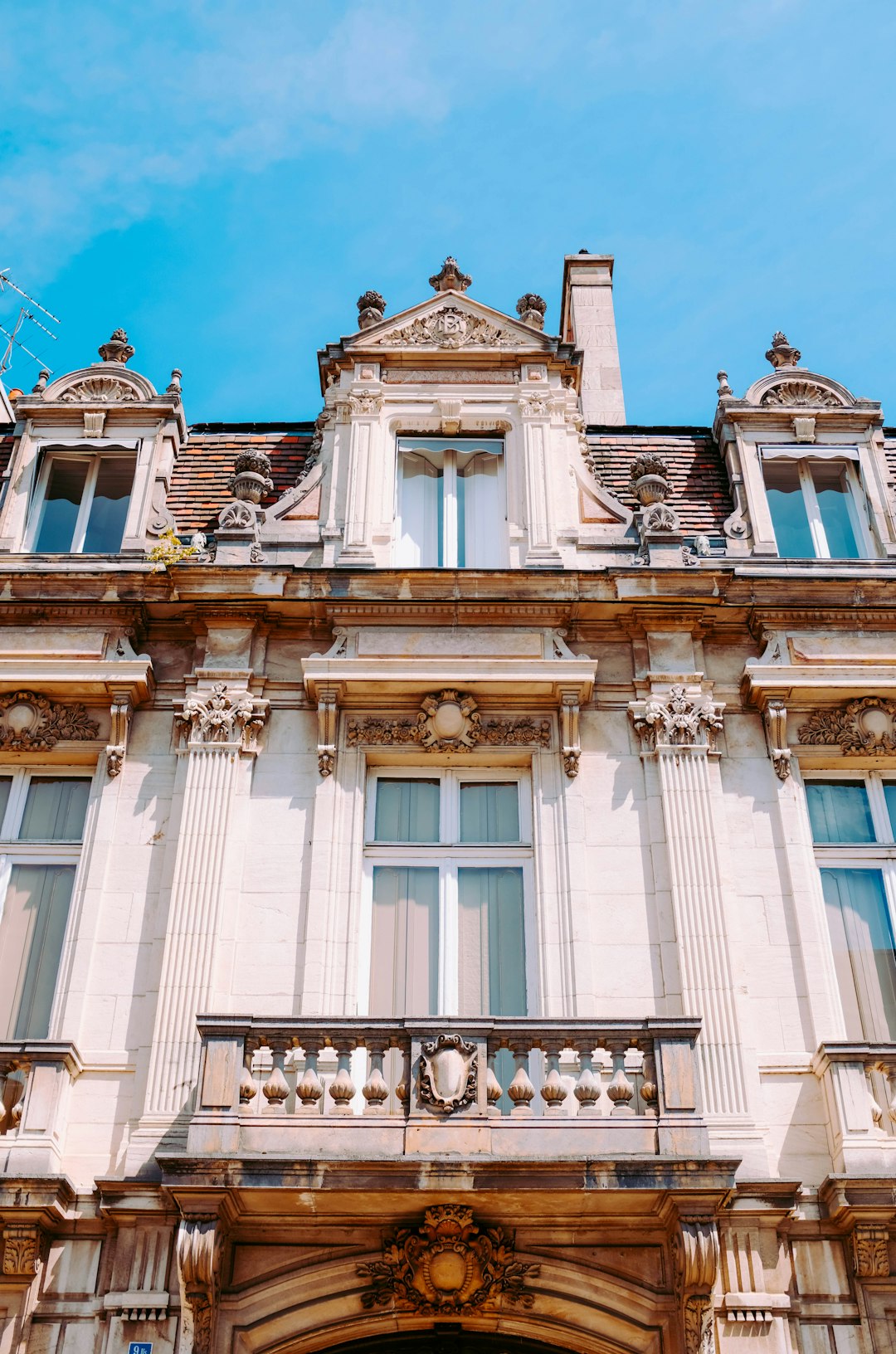 architectural photography of white and \brown house