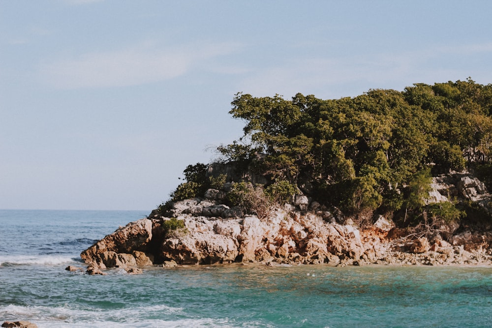 islet by the body of water