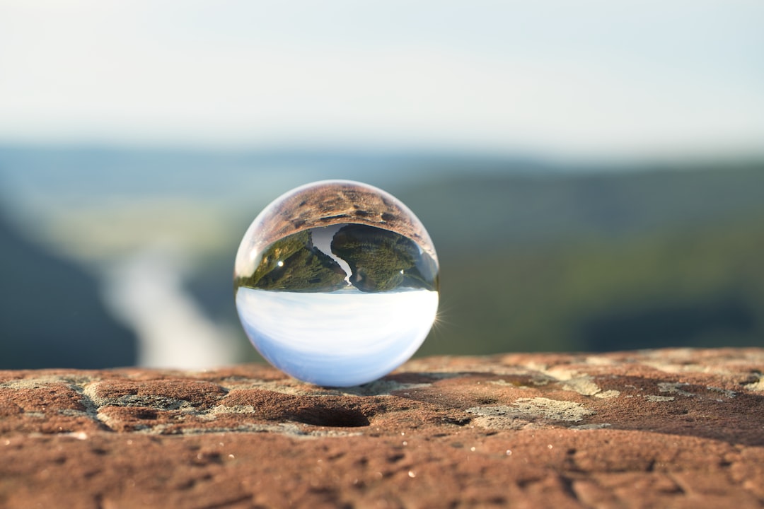 Lensball on a stone wall at the "Saarschleife" in Germany
