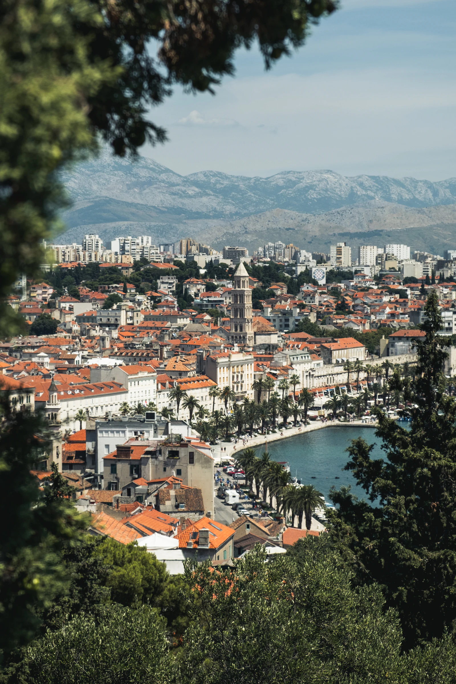 Split and its waterfront spread below coastal mountains