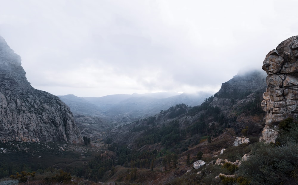 montanha coberta de nevoeiros