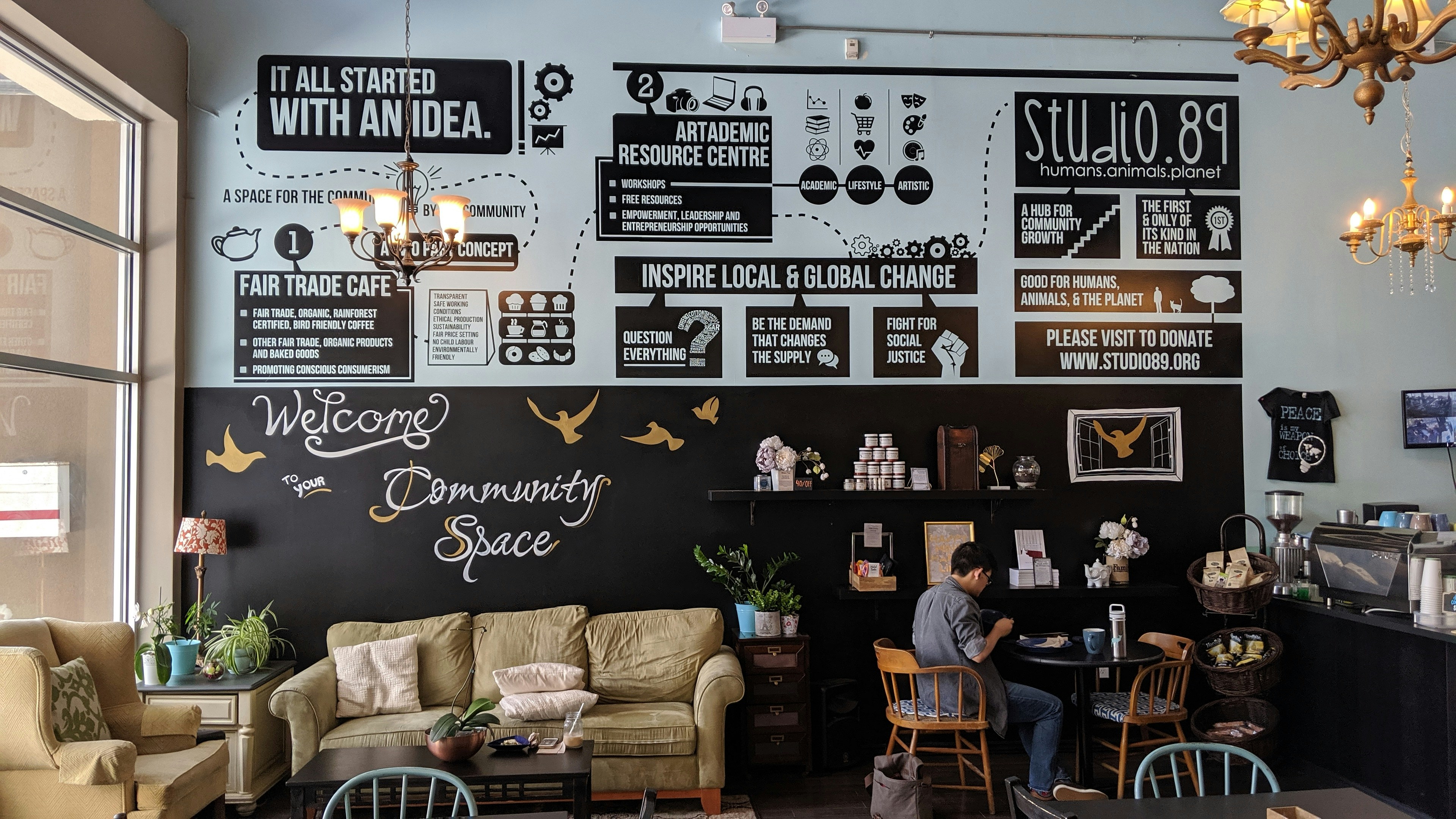 Mann sitzt auf Stuhl im Restaurant