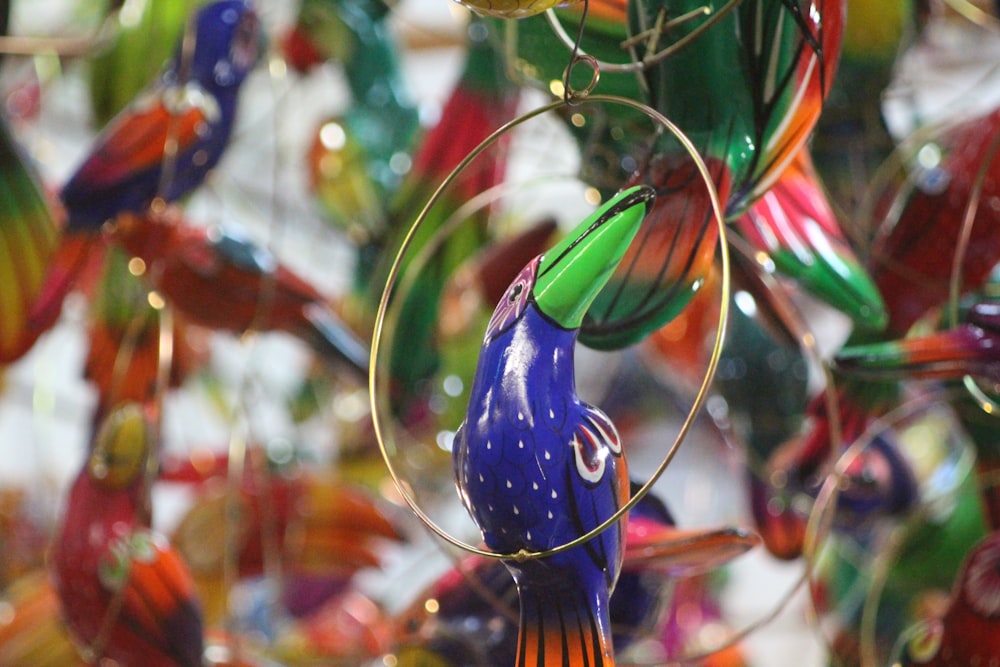 close view of bird hanging decors