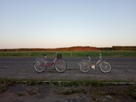 red and black step-through bikes