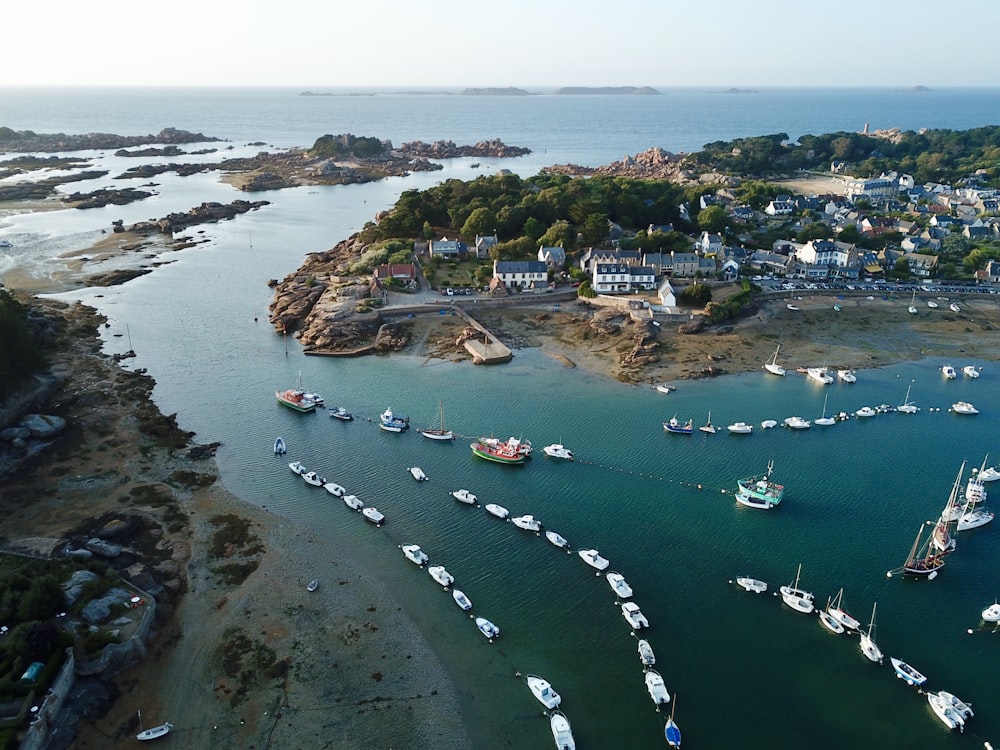 aerial photography of ships