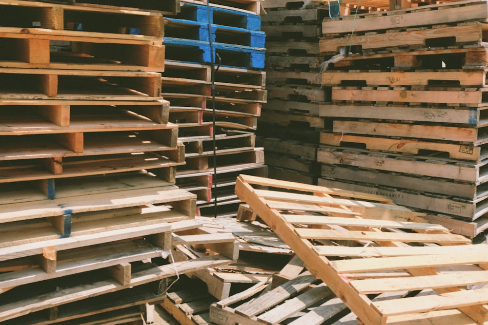 brown wooden pallet lot