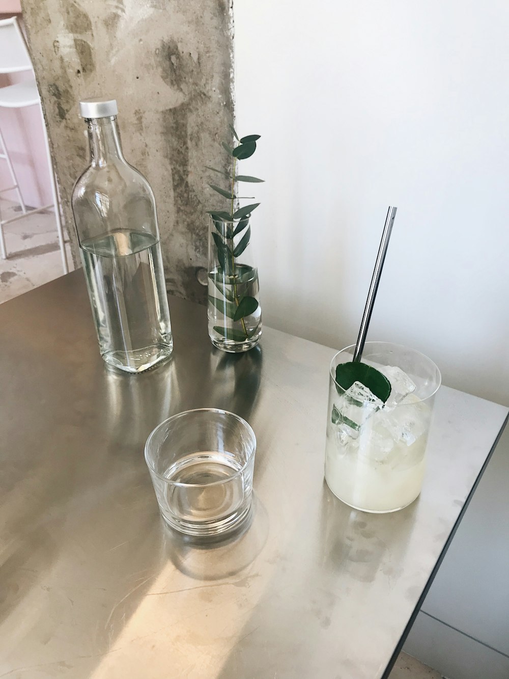 clear drinking glass on table