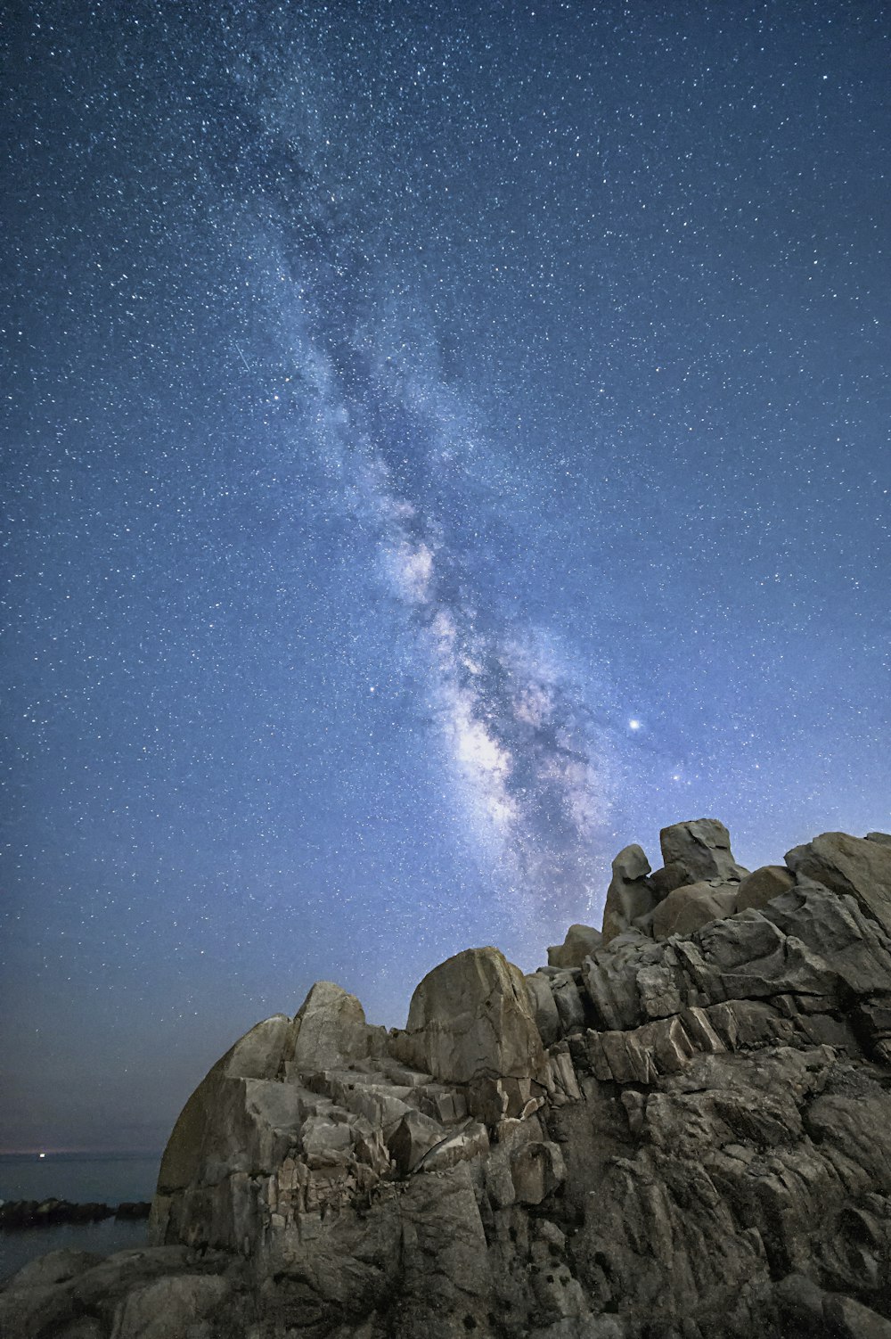 rocks under galaxy