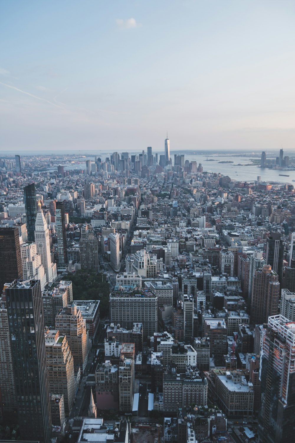 a view of a city from the top of a building