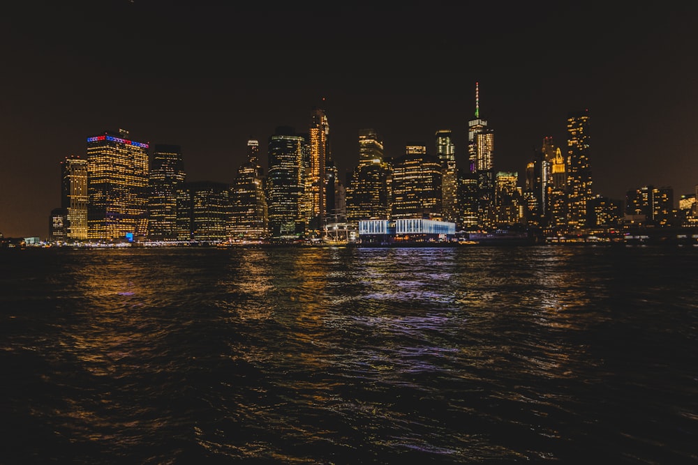 wavy body of water at night