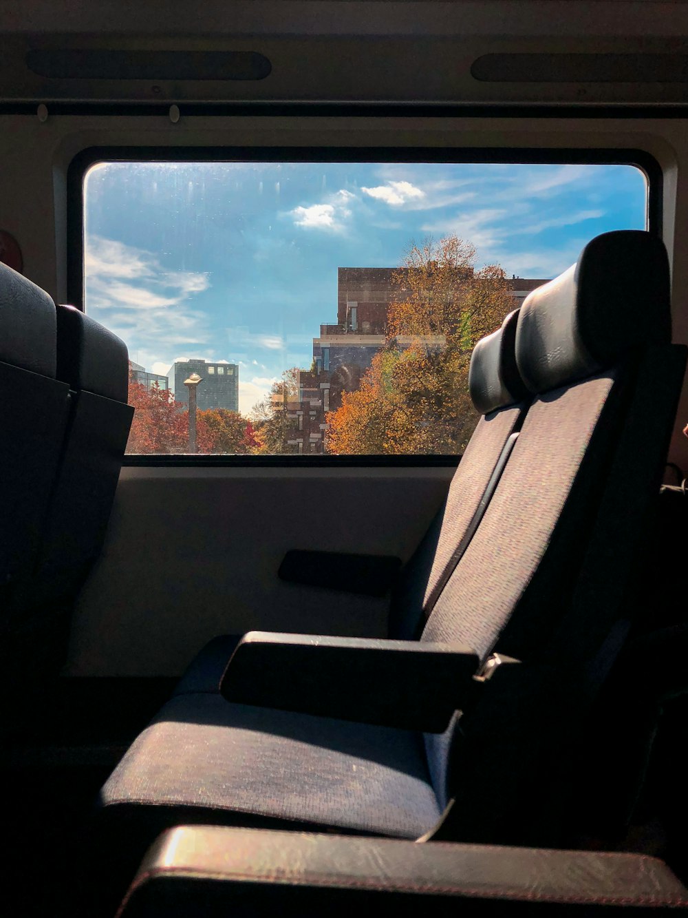 brown chair inside vehicle