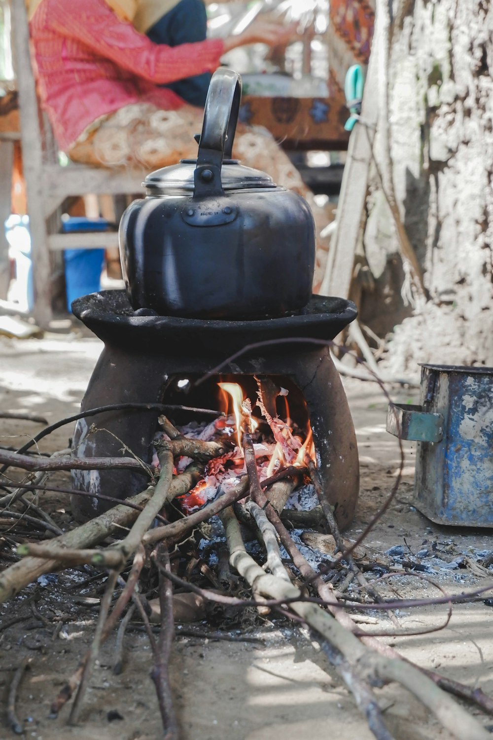 black kettle on burner