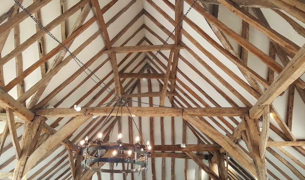 brown wooden house roof trusses