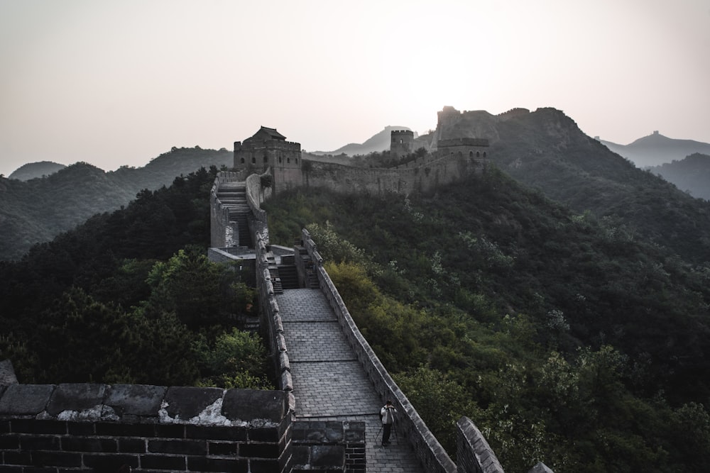 aerial photo of Great Wall of China
