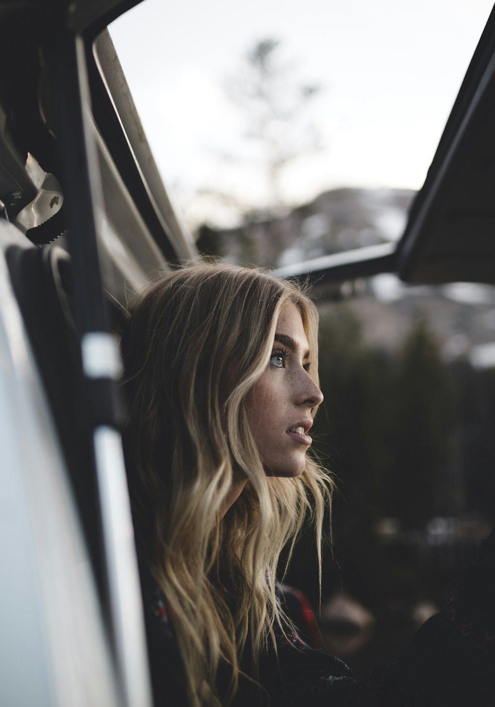 woman in vehicle