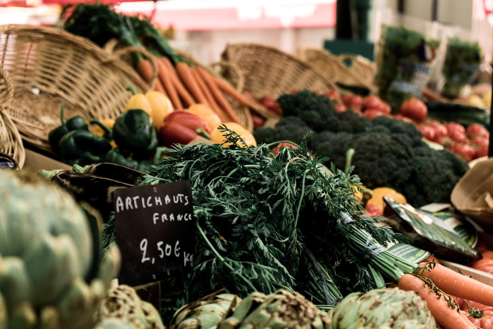 vegetables in baskets