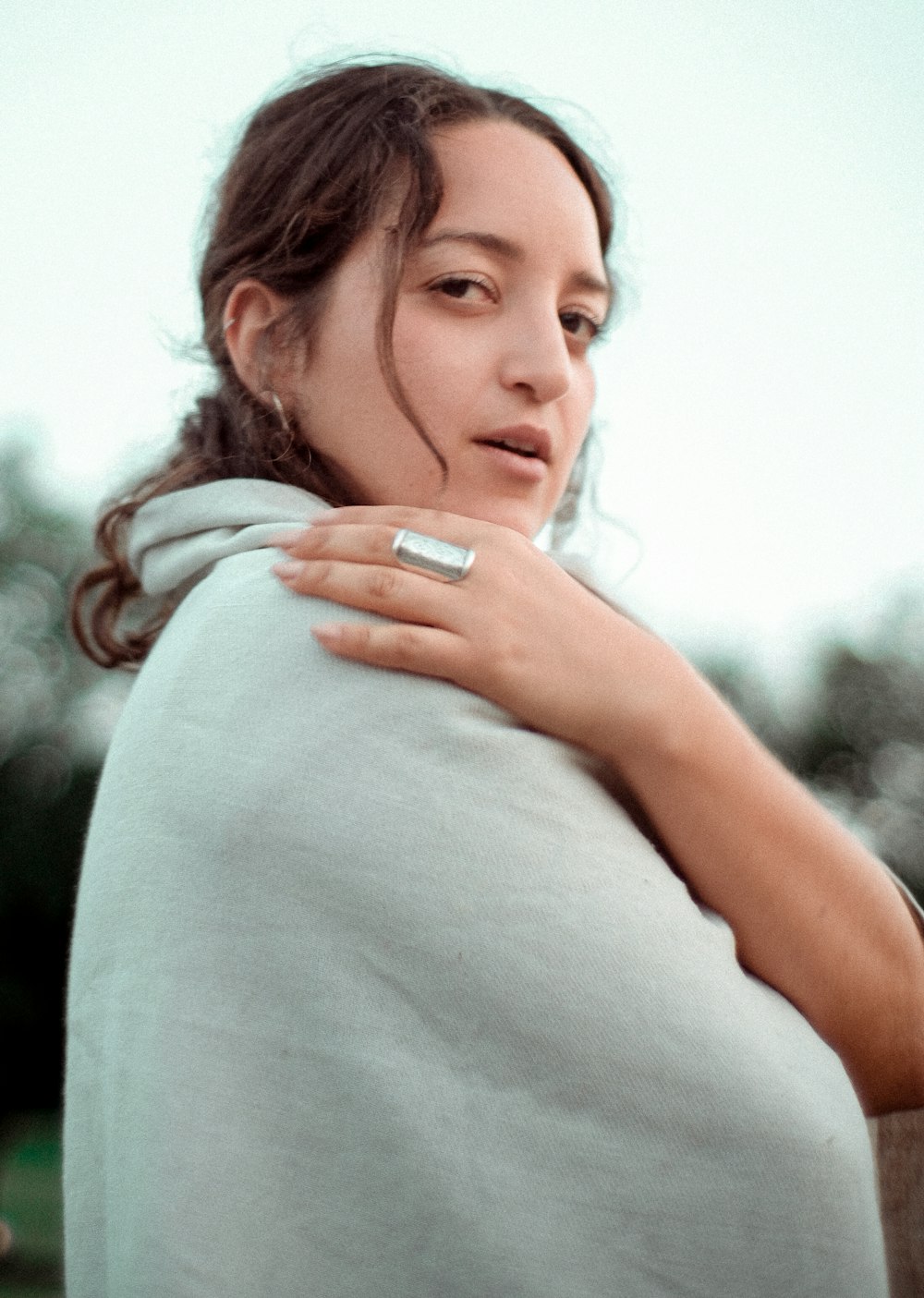 woman in gray top