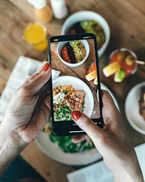 Taking a picture of food in phone