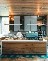 person standing in kitchen