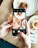 A happy customer enjoying beautifully styled food photography.
