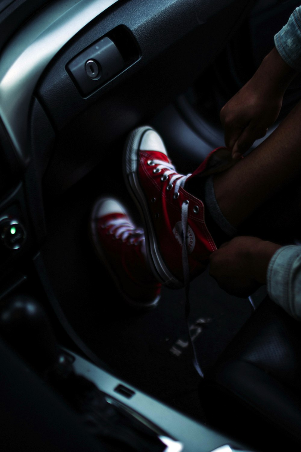 pair of red Converse All-Star high-top sneakers