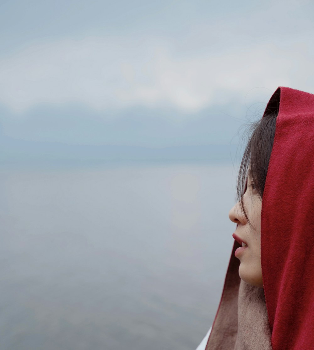 woman wearing red hijab