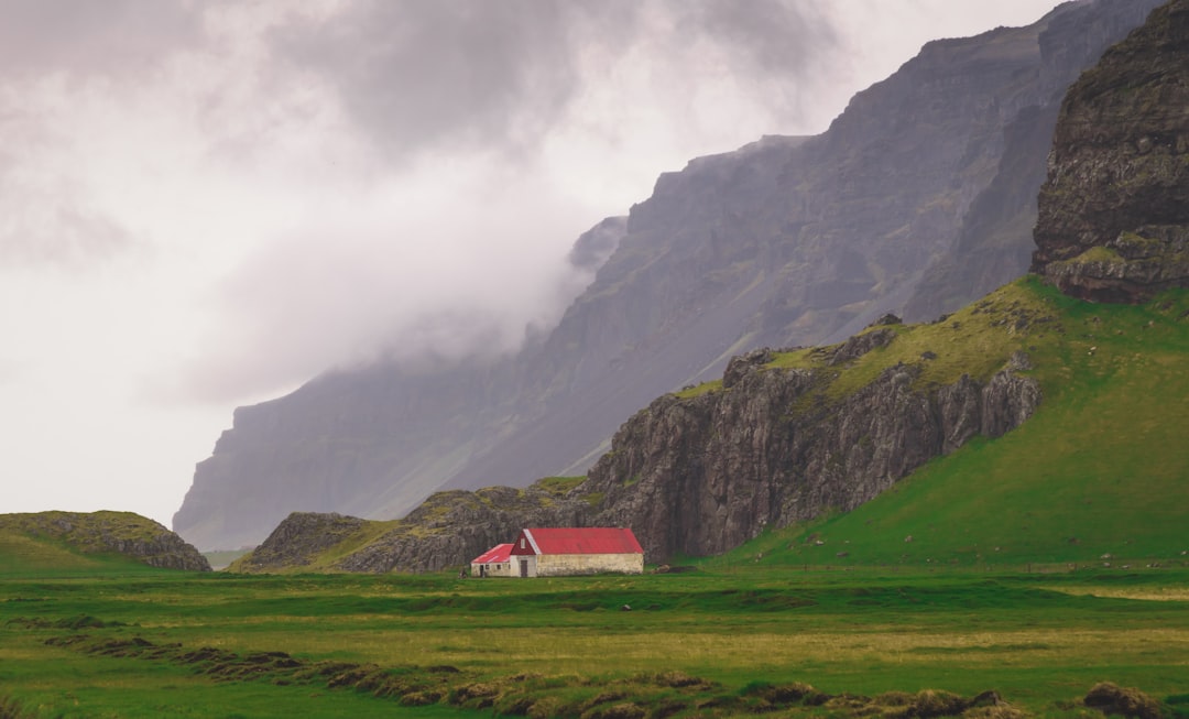 barn near mountain