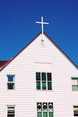 white and red building