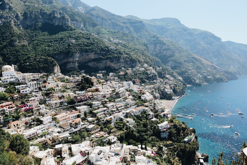 aerial photography of houses near sea