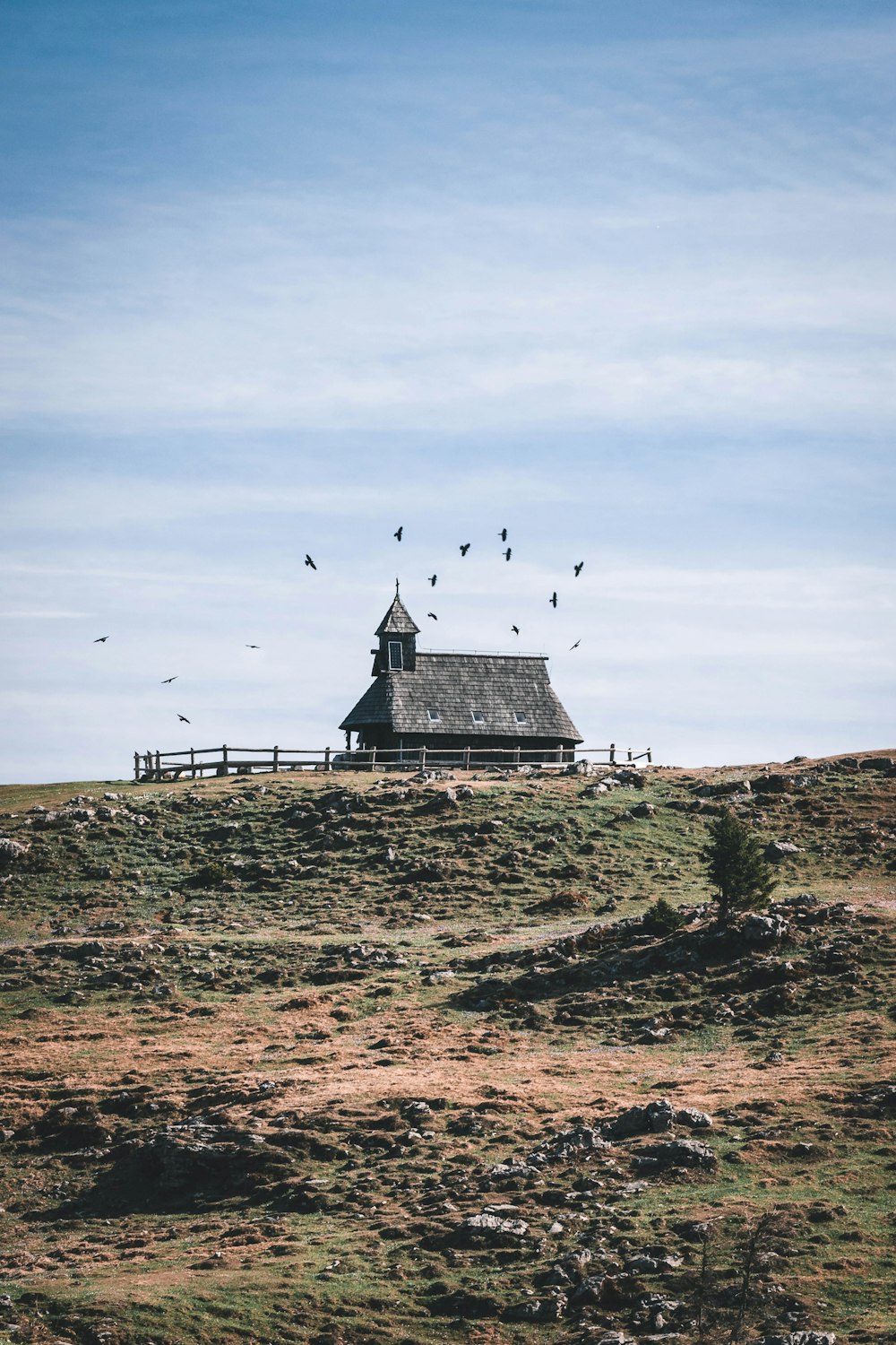 house beside fence at daytime