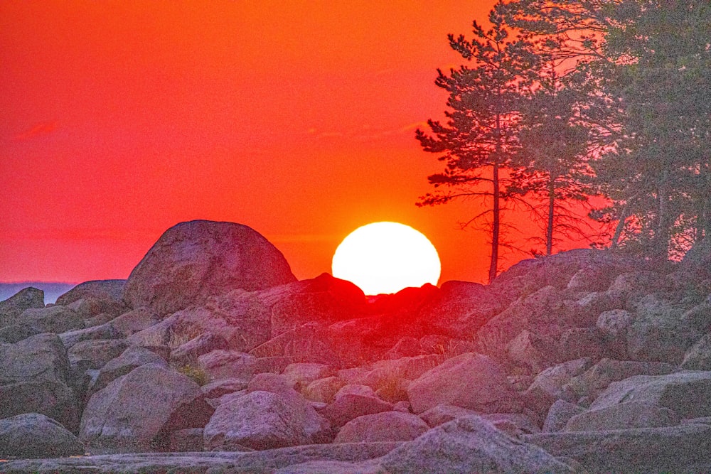 sunset from rocks at the shore